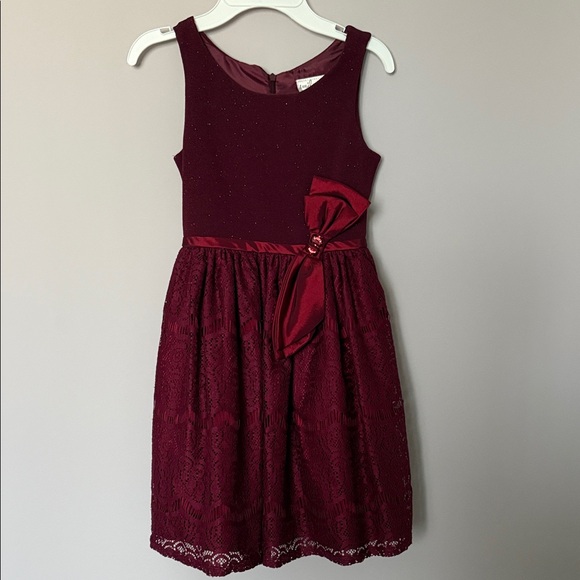emily west Other - Emily West Burgundy Lace and Sparkle Kids Dress size 7 - NWOT